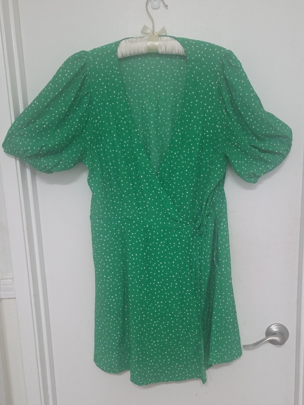 a new day Green Polka Dot Wrap Tunic